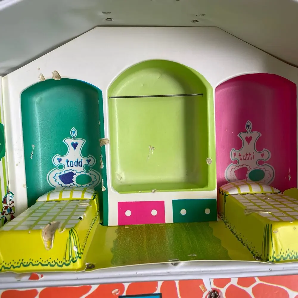 Tutti & Todd Doll Play House Vintage 1960's Carrying Case Barbie Little Sis READ